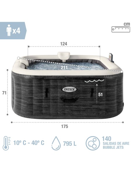 Spa hinchable INTEX 4 personas Greystone Deluxe | Intex.es