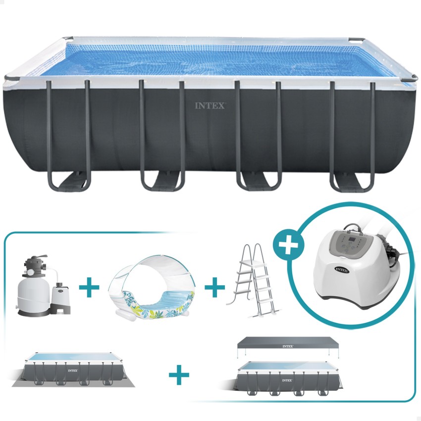 Pack piscina desmontable rectangular ultra xtr 5,5 metros 6 accesorios