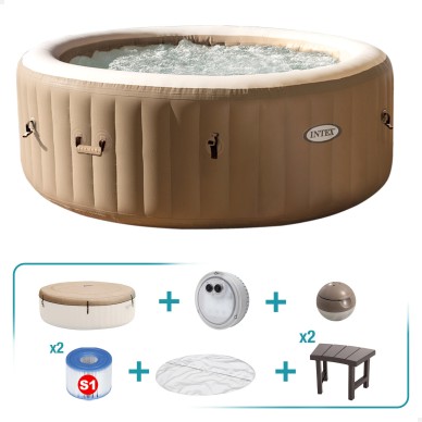 Pack Spa hinchable PureSpa Bubble Massage Ø196 cm con 6 accesorios |INTEX