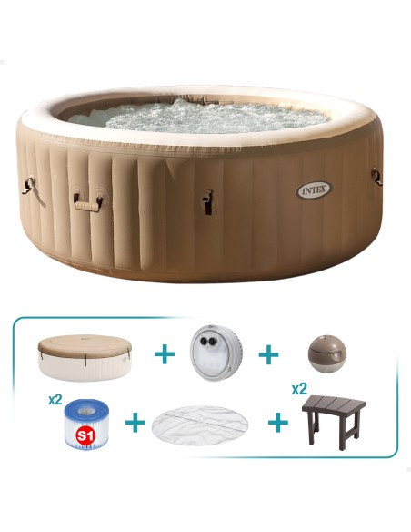 Pack Spa hinchable PureSpa Bubble Massage Ø196 cm con 6 accesorios |INTEX