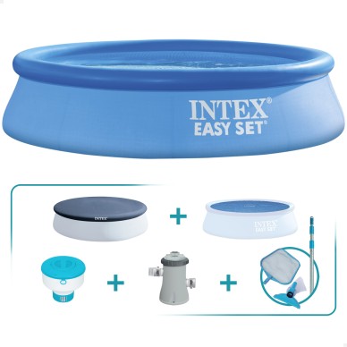 Pack Piscina hinchable Easy Set Ø244x61 cm con 4 accesorios | INTEX