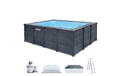 Piscina desmontable rectangular Graphite Gray Panel 4 metros con depuradora