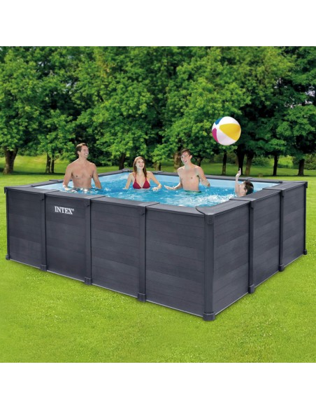 Piscina rectangular panelada Graphite con depuradora | Intex.es