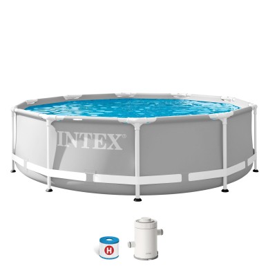 Piscina desmontable Prism Frame redonda de 3 metros de diámetro con depuradora de arena | INTEX