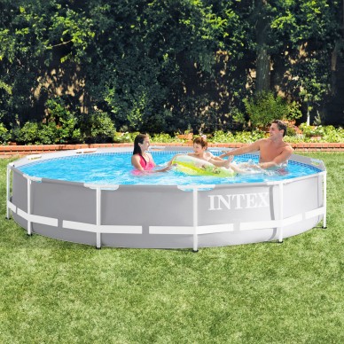 Piscina desmontable Prism Frame redonda de 3,6 metros de diámetro con depuradora de arena | INTEX 2