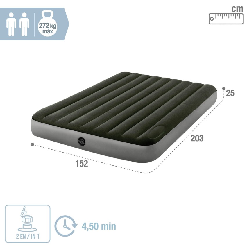 Colchón camping doble con hinchador de pie | INTEX
