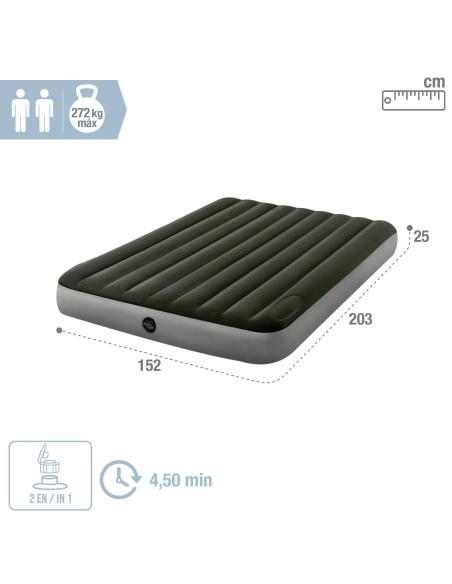 Colchón camping doble con hinchador de pie | INTEX
