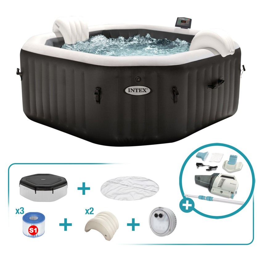 Pack spa hinchable jet & bubble massage 4 personas 5 accesorios