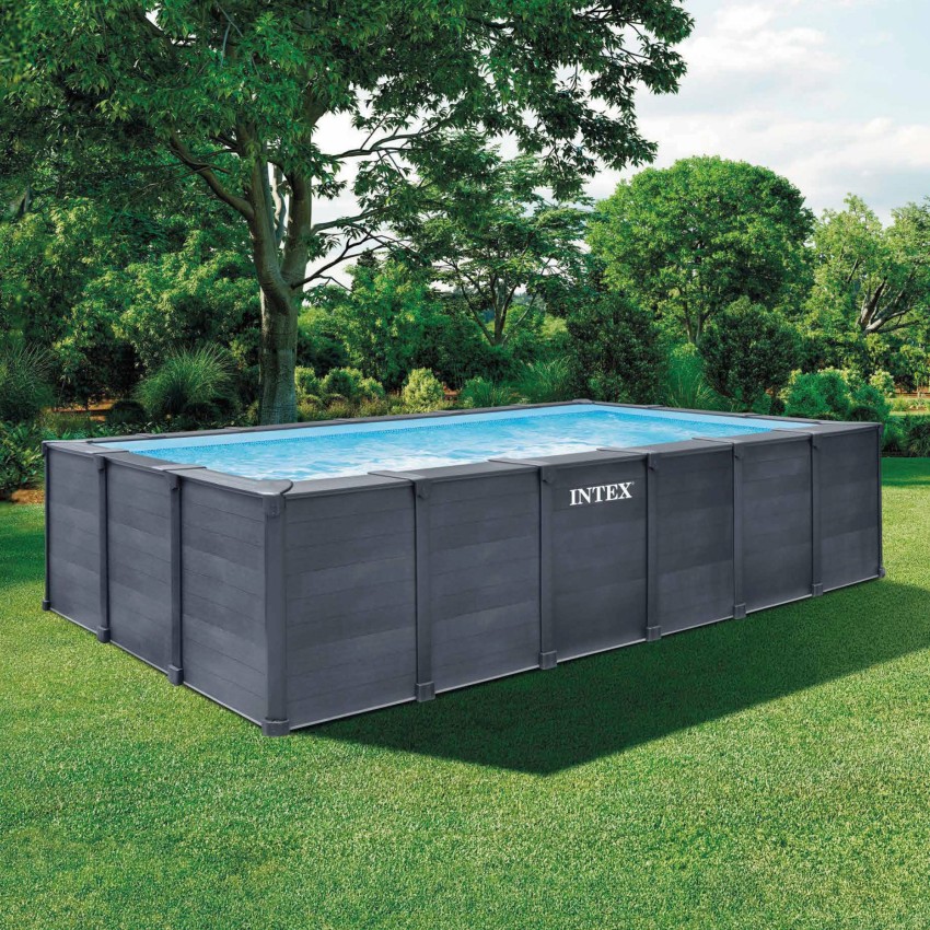 Piscina desmontable rectangular Graphite Gray Panel 6 metros | INTEX