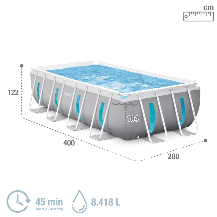Piscina desmontable rectangular Clearview con depuradora | Intex.es