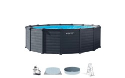 Piscina desmontable redonda Graphite Gray Panel 5 metros con depuradora