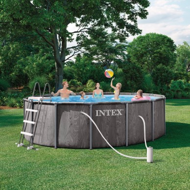Piscina desmontable redonda Greywood de 4,5 metros de diámetro con depuradora de cartucho y accesorios  | INTEX 2