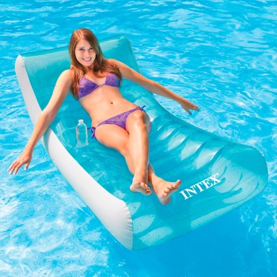Sillón hinchable con forma de tumbona azul de 188x99 cm para 1 persona | INTEX 2
