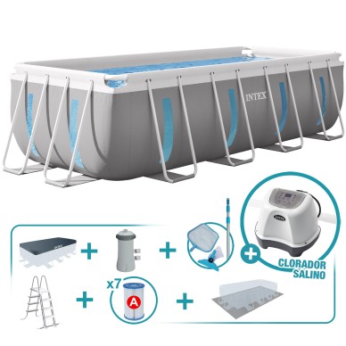 Pack Piscina Prism Frame Clearview 8 accesorios | INTEX