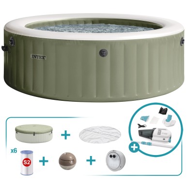 Pack Spa hinchable circular Verde Oliva Ø216x71 6 acc | INTEX
