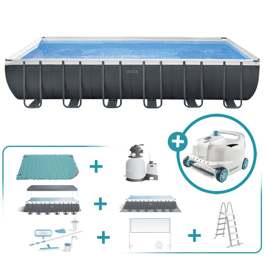 Pack piscina desmontable rectangular ultra xtr 7 metros 9 accesorios