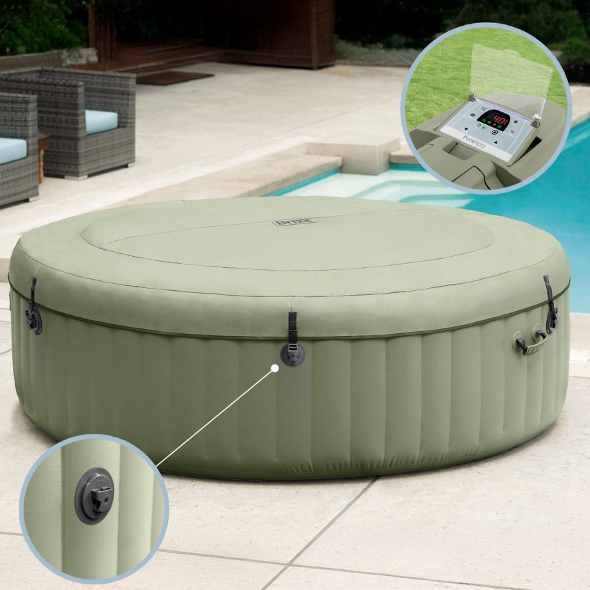 Spa hinchable PureSpa Burbujas Verde Oliva 4 personas | INTEX