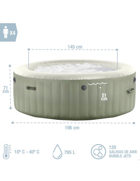 Spa hinchable PureSpa Burbujas Verde Oliva 4 personas | INTEX