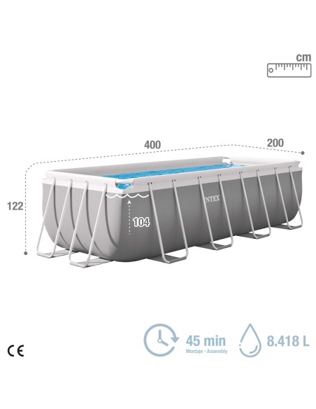 Pack Piscina Prism Frame 400x200x122 cm 5 accesorios | INTEX