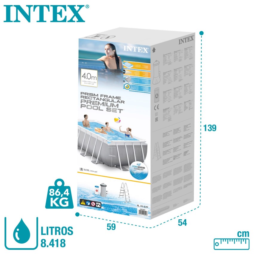 Pack Piscina Prism Frame 400x200x122 cm 5 accesorios | INTEX