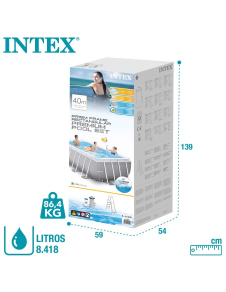 Pack Piscina Prism Frame 400x200x122 cm 5 accesorios | INTEX