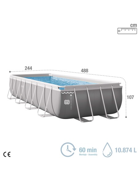 Pack Piscina Prism Frame 488x244x107 cm 7 accesorios | INTEX