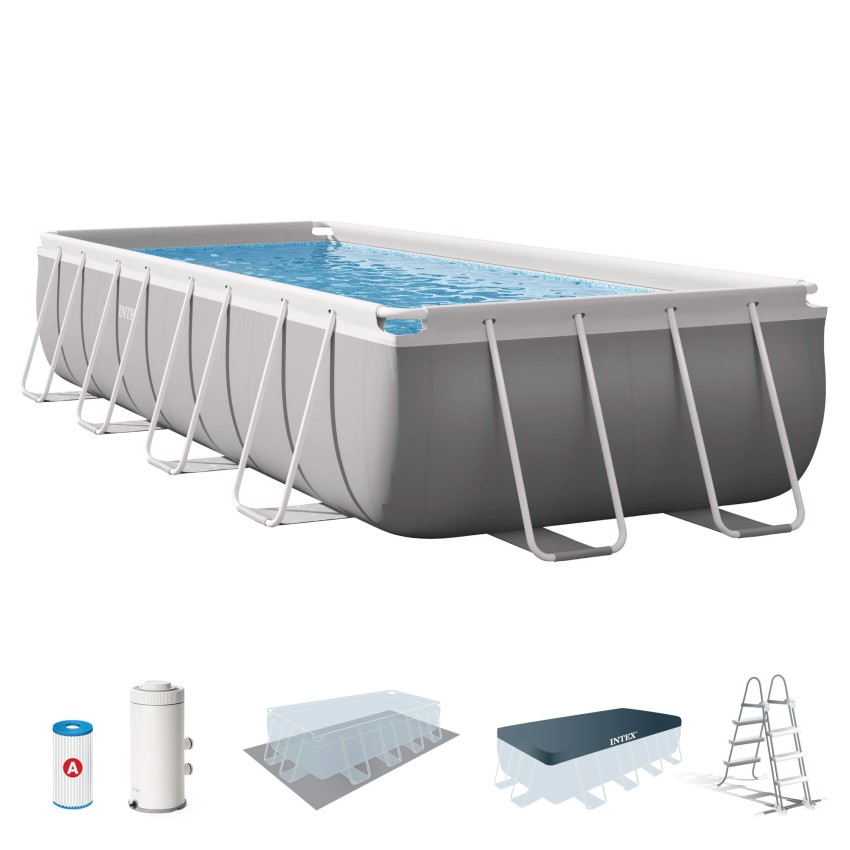 Pack Piscina Prism Frame 488x244x107 cm 7 accesorios | INTEX