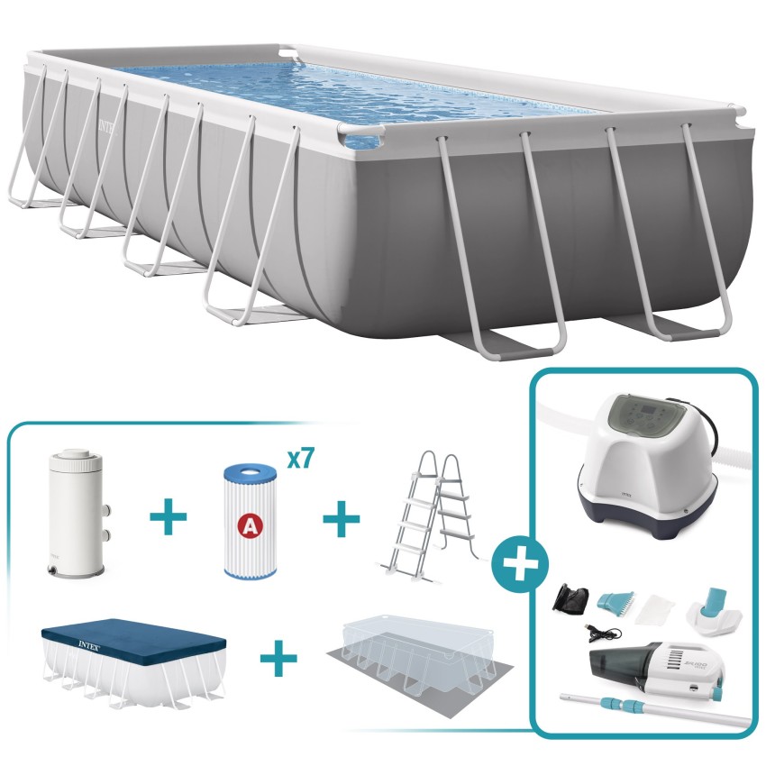 Pack Piscina Prism Frame 488x244x107 cm 7 accesorios | INTEX