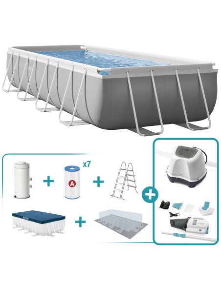 Pack Piscina Prism Frame 488x244x107 cm 7 accesorios | INTEX