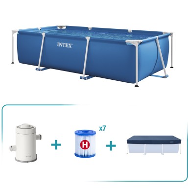 Pack Piscina Small Frame 300x200x75 cm 3 accesorios | INTEX