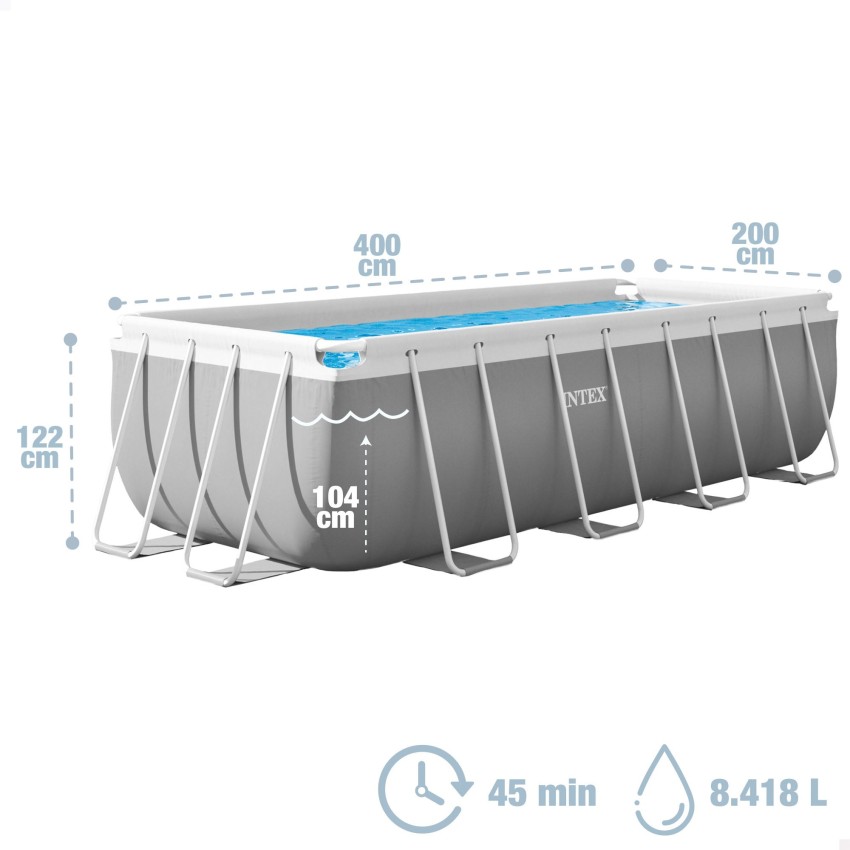 Pack Piscina Prism Frame 400x200x122 cm con 5 accesorios | INTEX