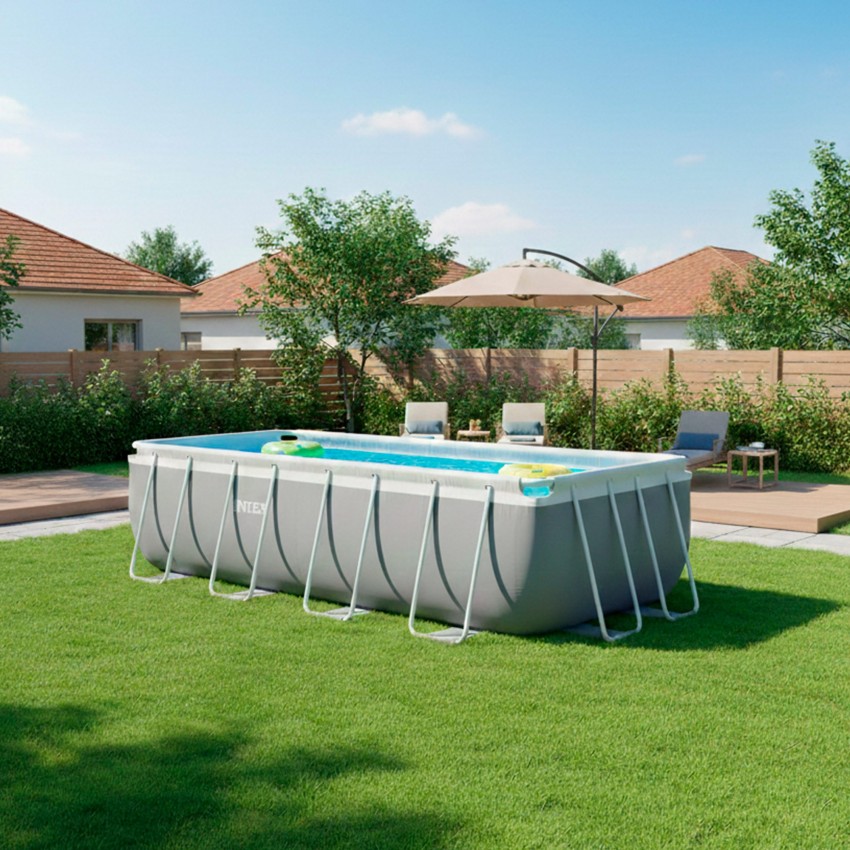 Pack Piscina Prism Frame 400x200x122 cm con 5 accesorios | INTEX