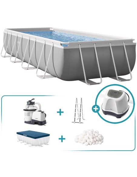 Pack Piscina Prism Frame 400x200x122 cm con 5 accesorios | INTEX