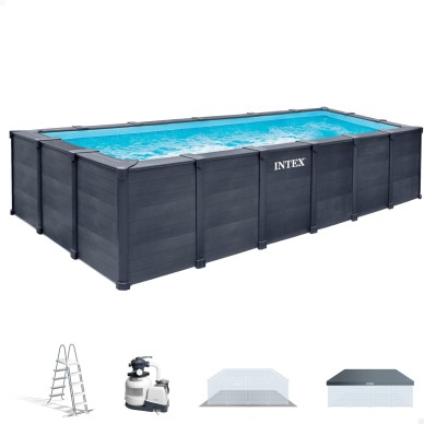Pack Piscina Graphite Gray Panel 6 metros 6 accesorios | INTEX