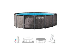 Piscina desmontable INTEX Prism Frame Greywood 4,6 metros + depuradora