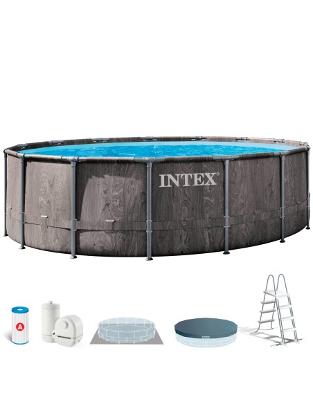 Piscina desmontable redonda diseño madera 549 cm INTEX | Intex.es