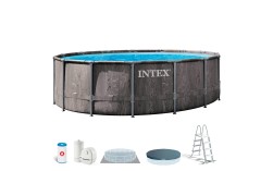 Piscina desmontable INTEX Prism Frame Greywood 4,6 metros + depuradora