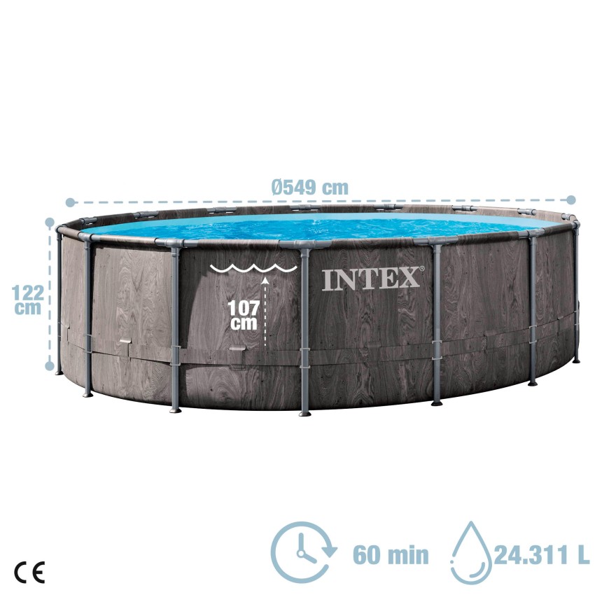 Piscina desmontable redonda diseño madera 549 cm INTEX | Intex.es