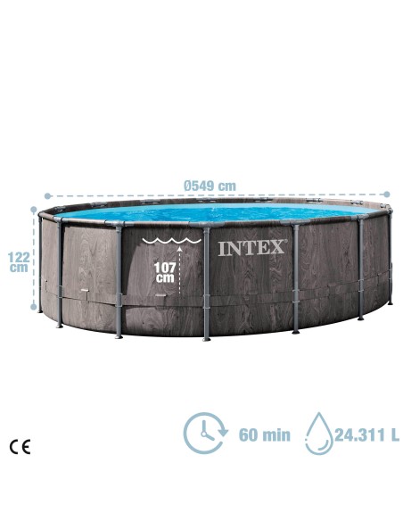 Piscina desmontable redonda diseño madera 549 cm INTEX | Intex.es