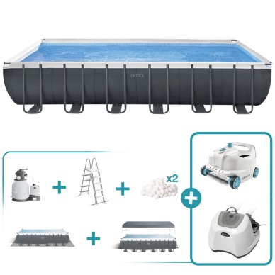 Pack Piscina desmontable rectangular Ultra XTR de 7 metros con depuradora de arena y 5 accesorios | INTEX