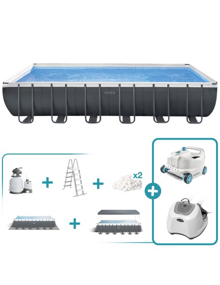 Pack Piscina desmontable rectangular Ultra XTR de 7 metros con depuradora de arena y 5 accesorios | INTEX