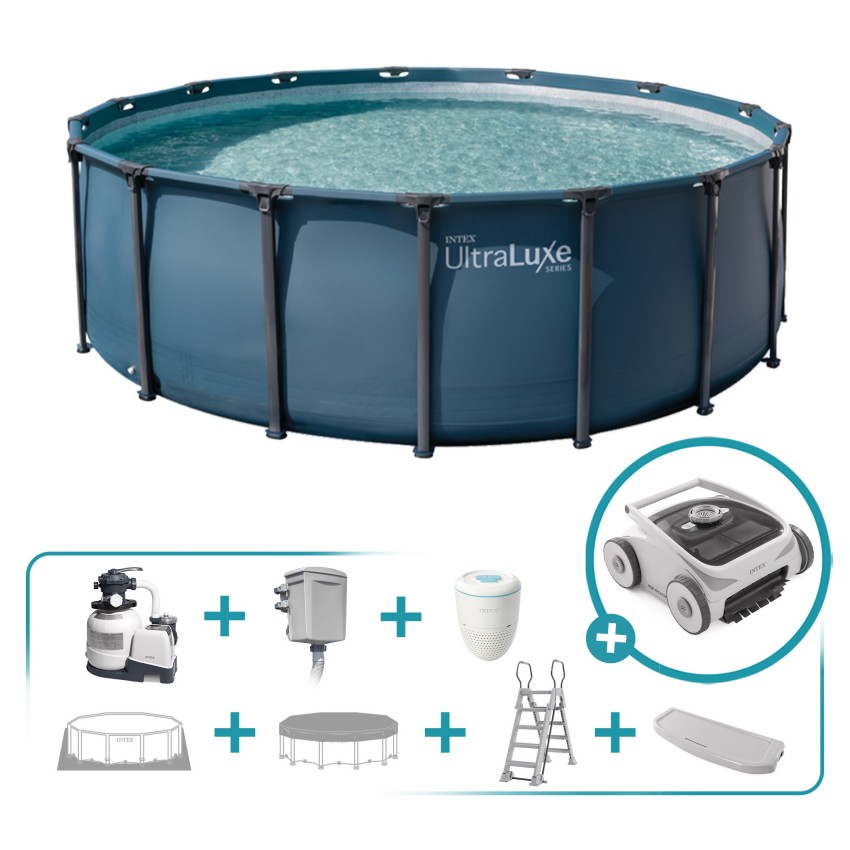 Pack Piscina desmontable rectangular Ultraluxe 5 m 9 acc | INTEX