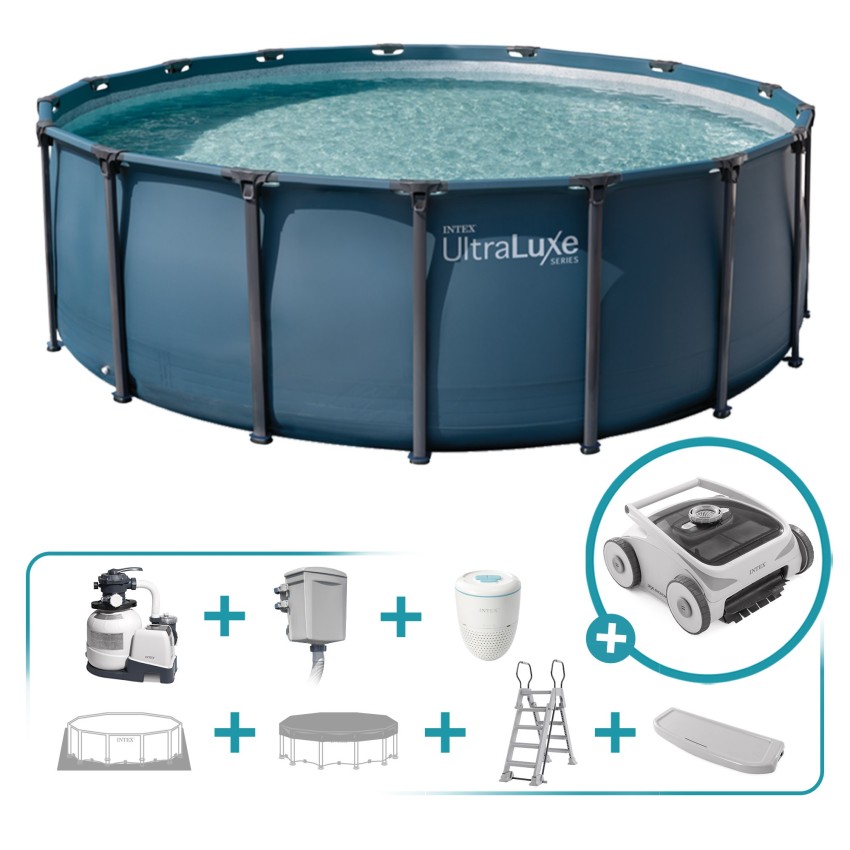 Pack Piscina desmontable rectangular Ultraluxe 5,5 m 9 acc | INTEX