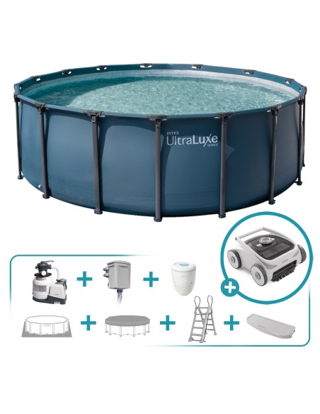 Pack Piscina desmontable rectangular Ultraluxe 5,5 m 9 acc | INTEX