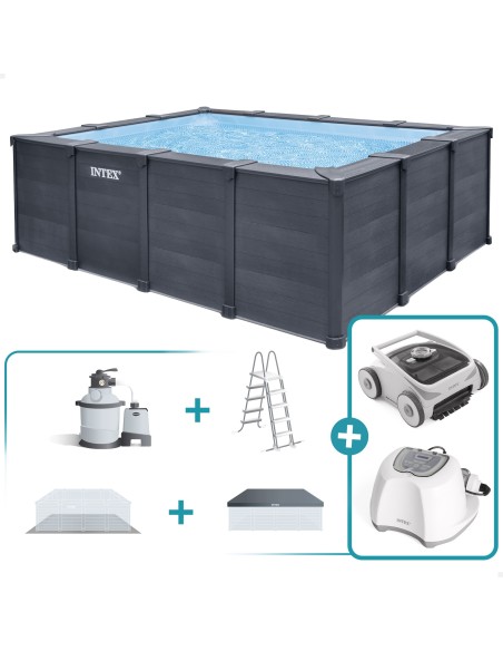 Pack piscina Graphite Gray Panel 4 metros 6 accesorios | INTEX