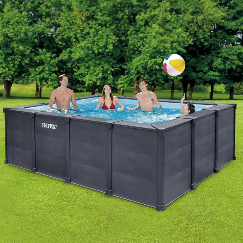 Pack piscina Graphite Gray Panel 4 metros 6 accesorios | INTEX