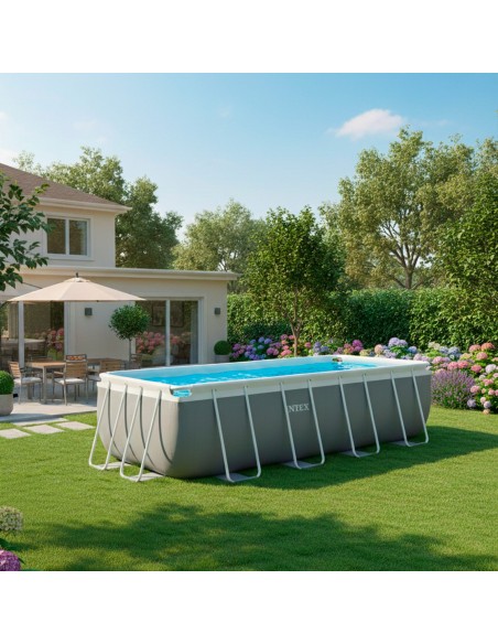 Piscina desmontable rectangular Prism Frame de 4 metros con depuradora de arena | INTEX