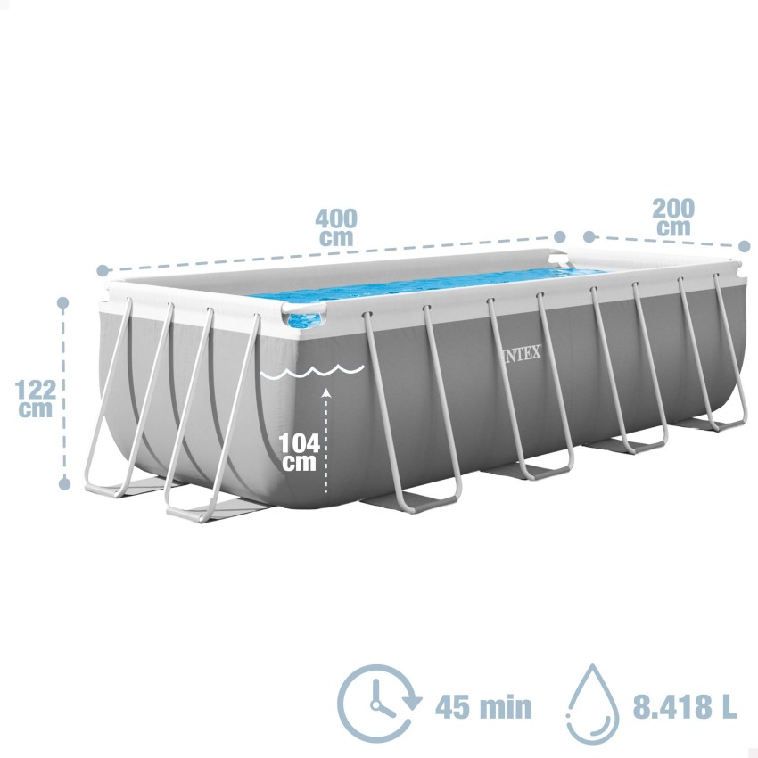 Piscina desmontable rectangular Prism Frame de 4 metros con depuradora de arena | INTEX