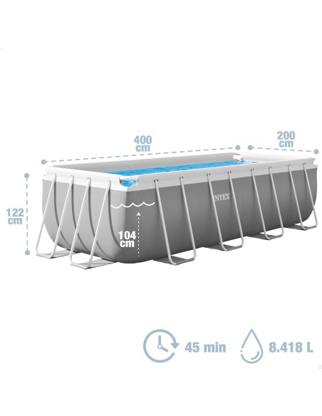 Piscina desmontable rectangular Prism Frame de 4 metros con depuradora de arena | INTEX