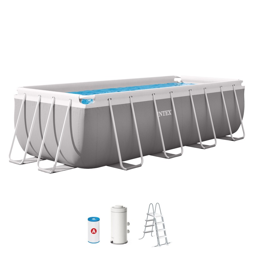 Piscina desmontable rectangular Prism Frame de 4 metros, con depuradora de cartucho | INTEX